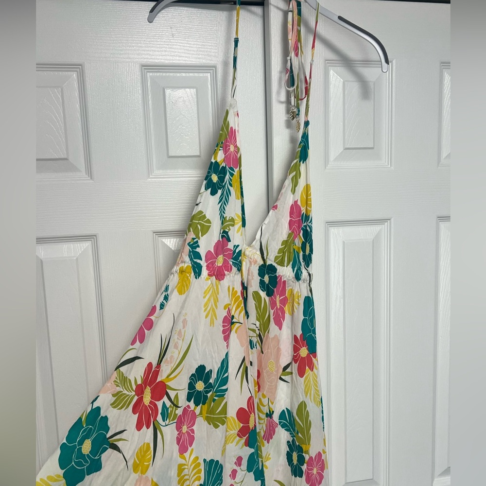 Kate Spade New York Tropical Floral Halter Maxi Dress cover up size Large - Picture 6 of 13
